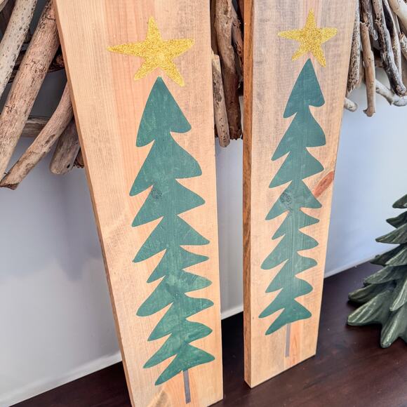 Simply Country Handpainted Christmas Trees on Raw Wood Boards-Matte Finish-Qty 2 - Picture 3 of 8